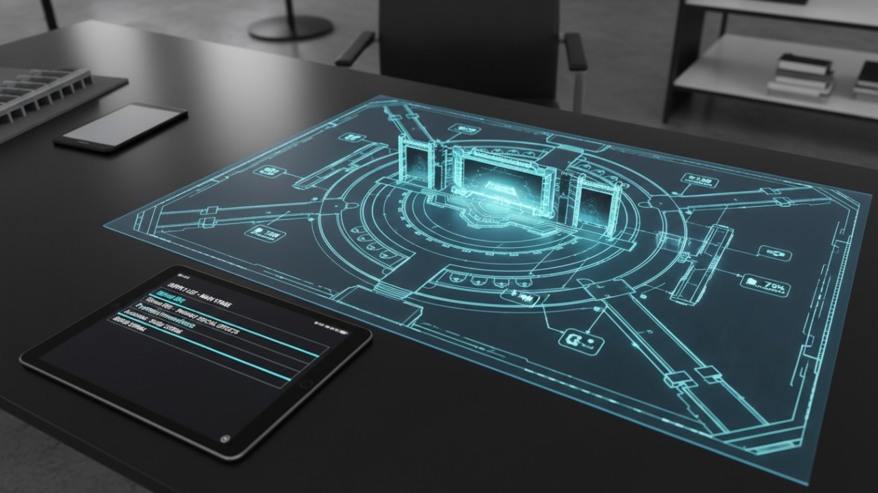 A high-tech digital planning board for a future music festival featuring Siterui SFX as the equipment provider.